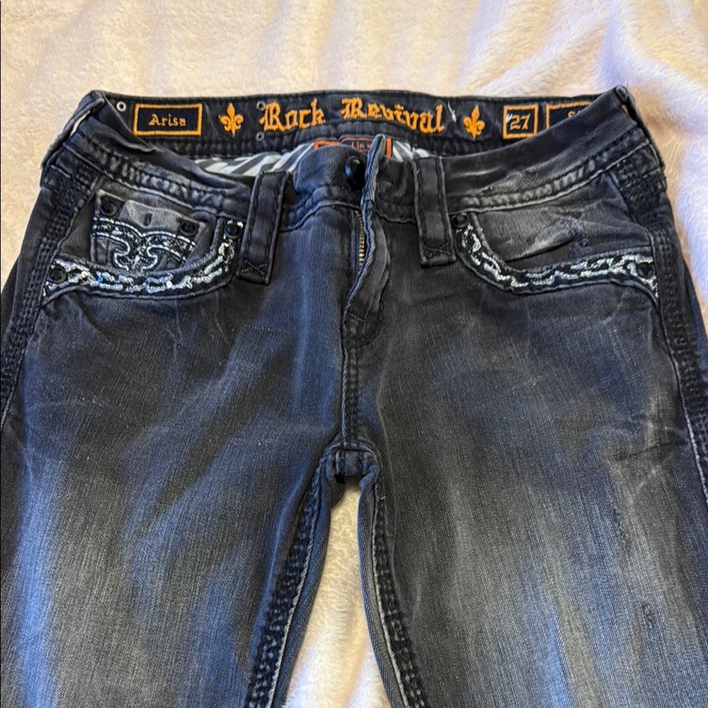 Rock Revival Arisa Black Skinny Jeans with Distressed Detailing
